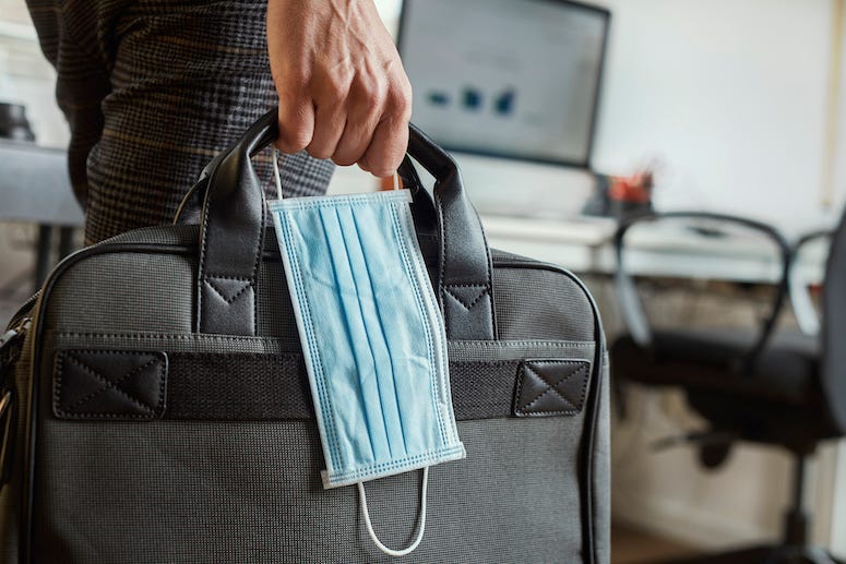 Man, Face Mask, Briefcase, Surgical Mask