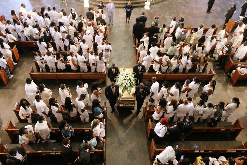 Family and friends dressed in white remembered Rayshard Brooks at Ebenezer Baptist Church in Atlanta