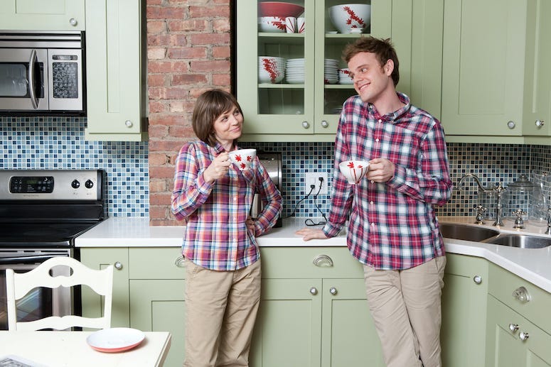 Couple, Coffee, Kitchen, Dressed Alike, Dressed the Samr