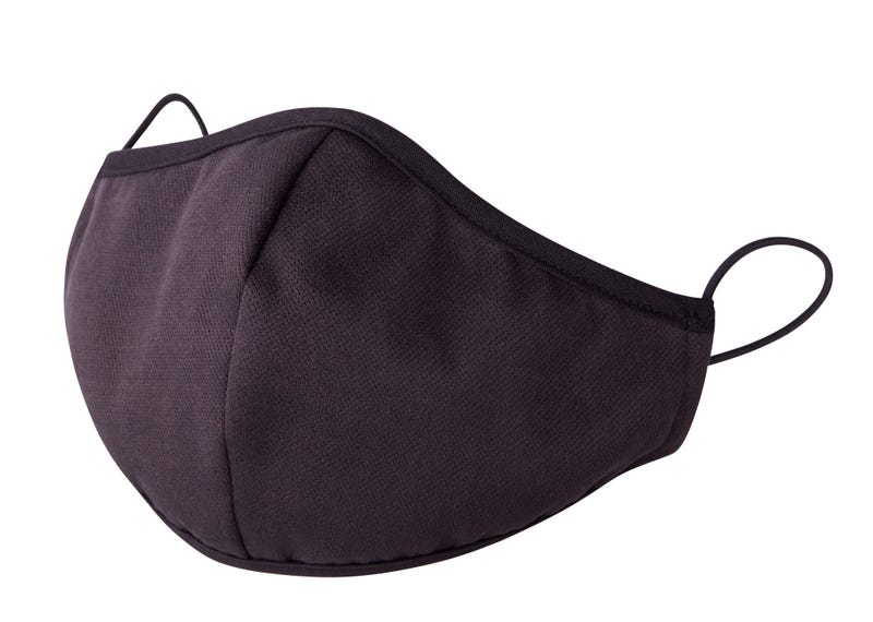 Black fabric facial mask for health protection isolated on white background