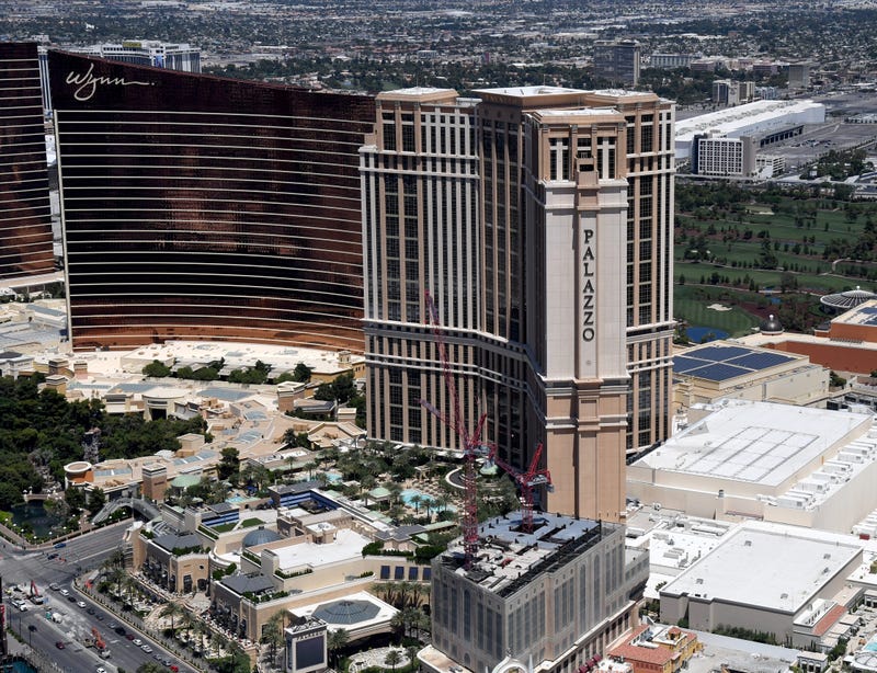 Aerial view of the Palazzo Tower on the Las Vegas Strip