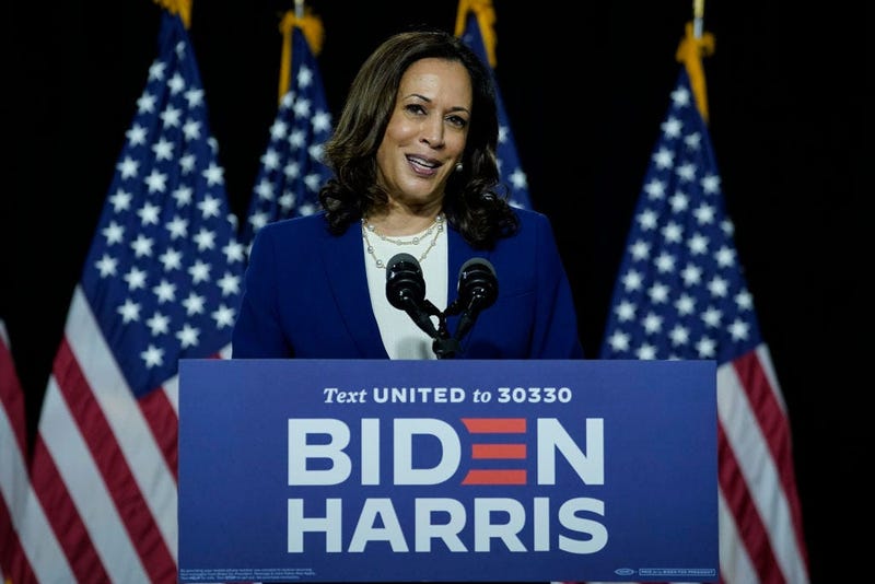 WILMINGTON, DE - AUGUST 12: Democratic presidential candidate former Vice President Joe Biden's running mate Sen. Kamala Harris (D-CA) speaks during an event at the Alexis Dupont High School on August 12, 2020 in Wilmington, Delaware. Harris is the first