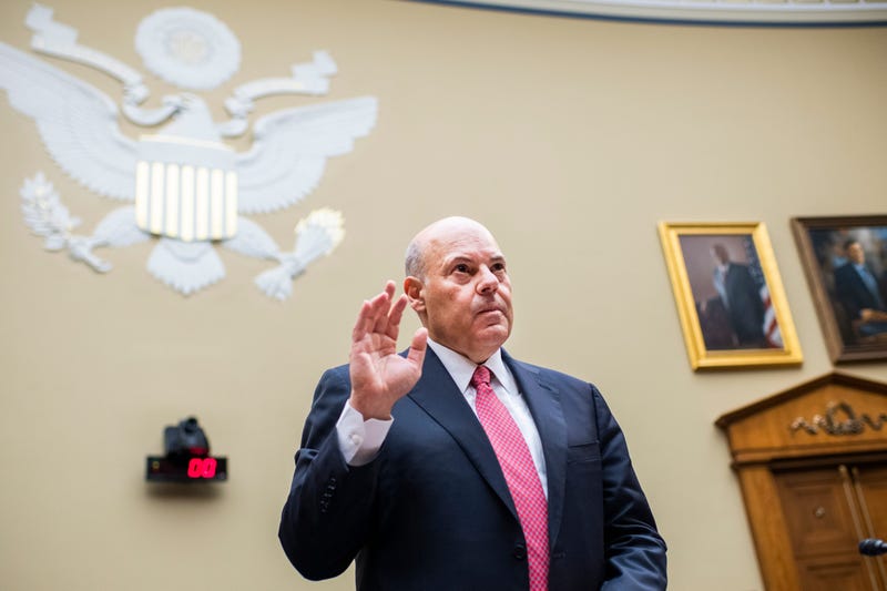 U.S. Postal Service Postmaster General Louis DeJoy is sworn in for a hearing before the House Oversight and Reform Committee on August 24, 2020 on Capitol Hill in Washington, DC.