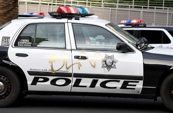 George Floyd protest Las Vegas police car
