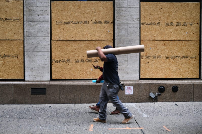 boarded up business