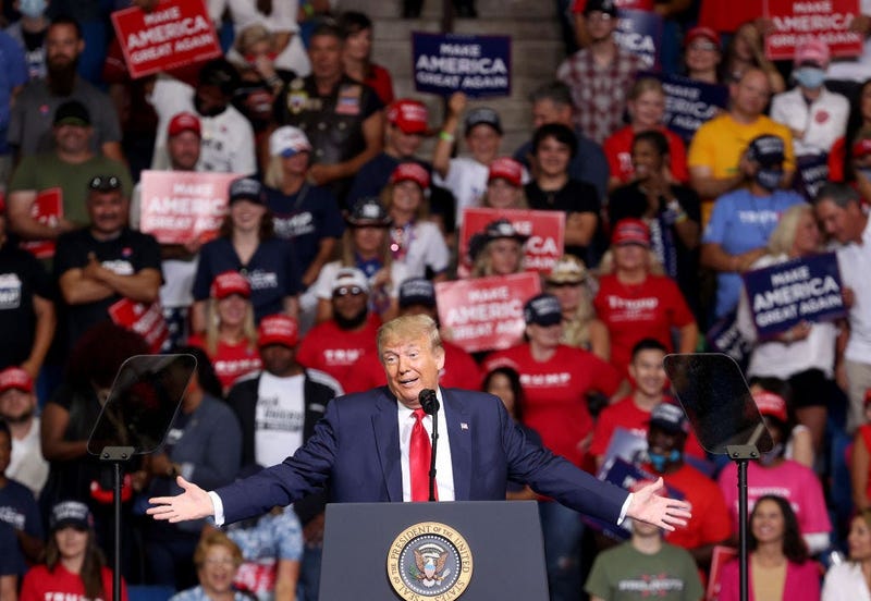 U.S. President Donald Trump speaks at a campaign rally at the BOK Center, June 20, 2020 in Tulsa, Oklahoma. Trump is holding his first political rally since the start of the coronavirus pandemic at the BOK Center