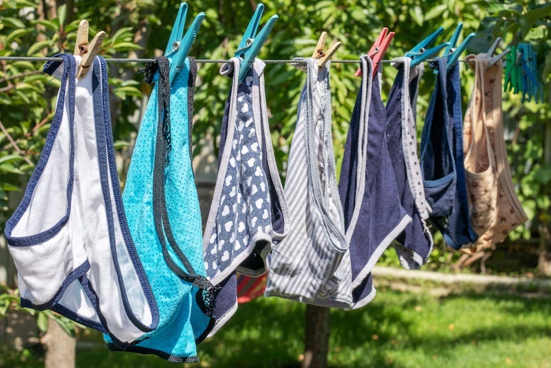 Underwear, Panties, Thong, Clothespins, Clothesline