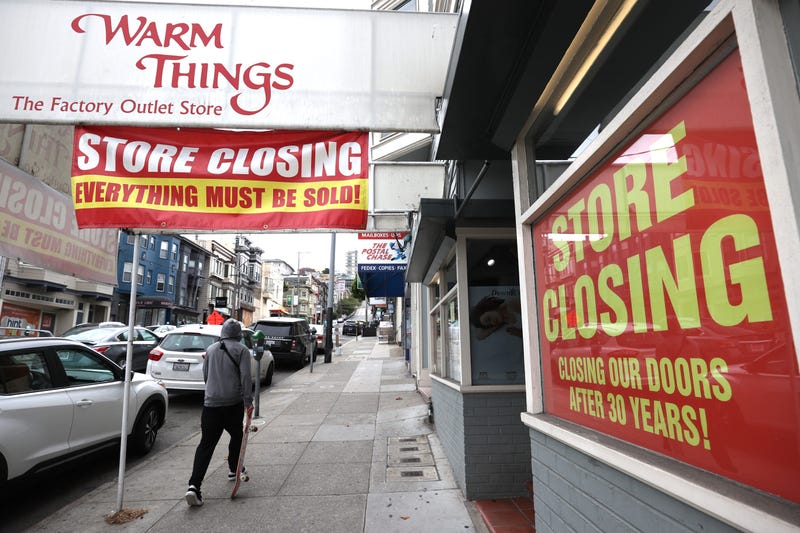 A pedestrian walks by a sore that is closing on August 11, 2020 in San Francisco, California.