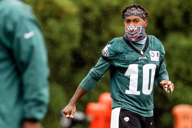 DeSean Jackson #10 Philadelphia Eagles looks on during training camp