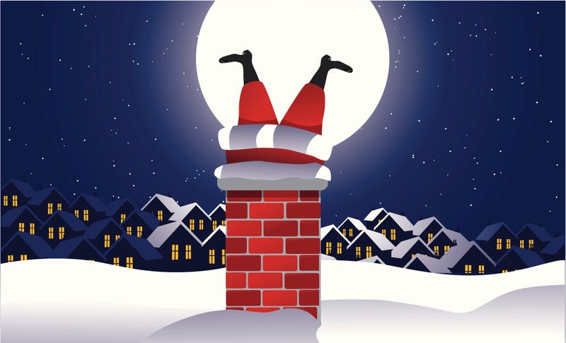 Santa going down a chimney