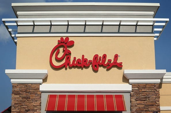 The sign of a Chick-fil-A is seen July 26, 2012 in Springfield, Virginia.