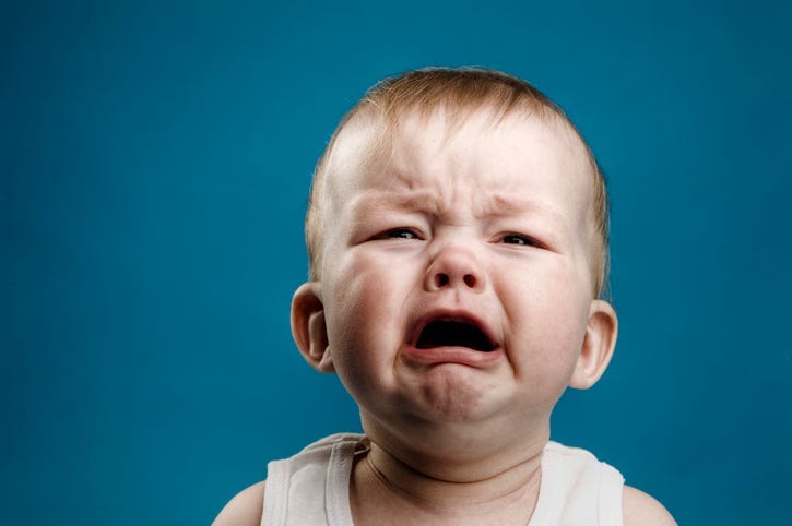A baby crying.