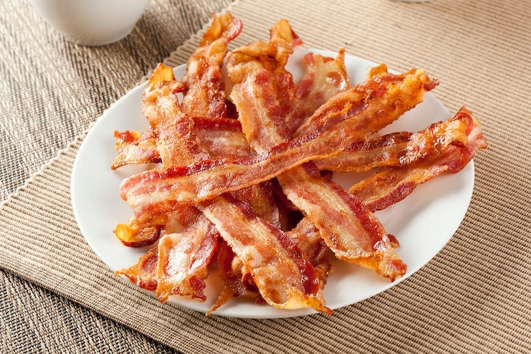 Bacon, Plate, Greasy
