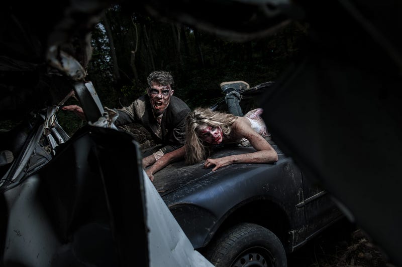 Moonlit Zombies In Car Crash Carnage