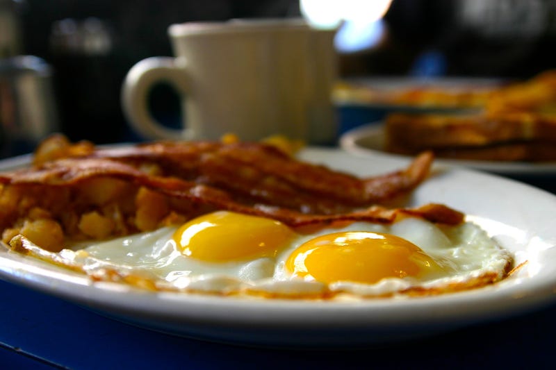 Eggs and bacon on a plate