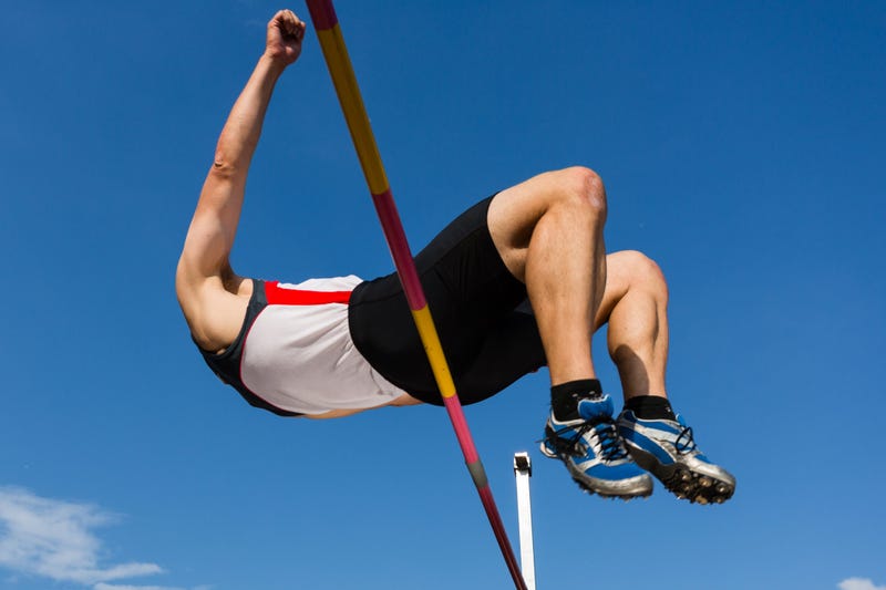 Athlete in high jump in track and field