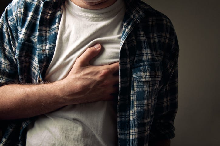 Man with chest pain.