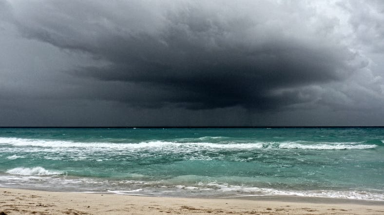 View of a storm on the ocean