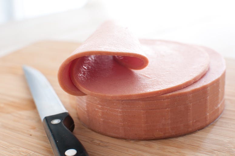 Bologna, Slices, Cutting Board, Knife