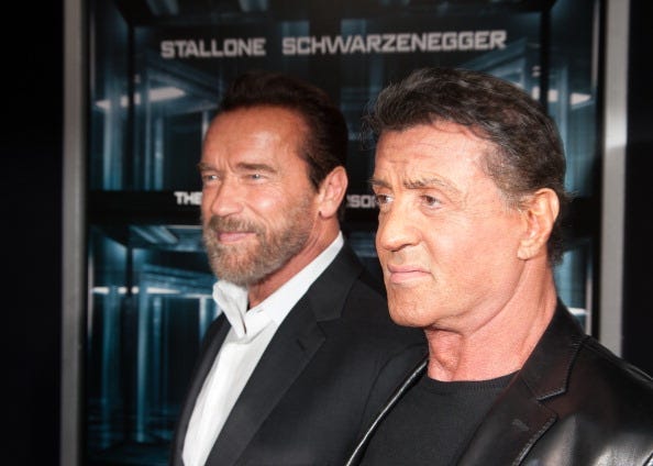 Actor Arnold Schwarzenegger and Sylvester Stallone 