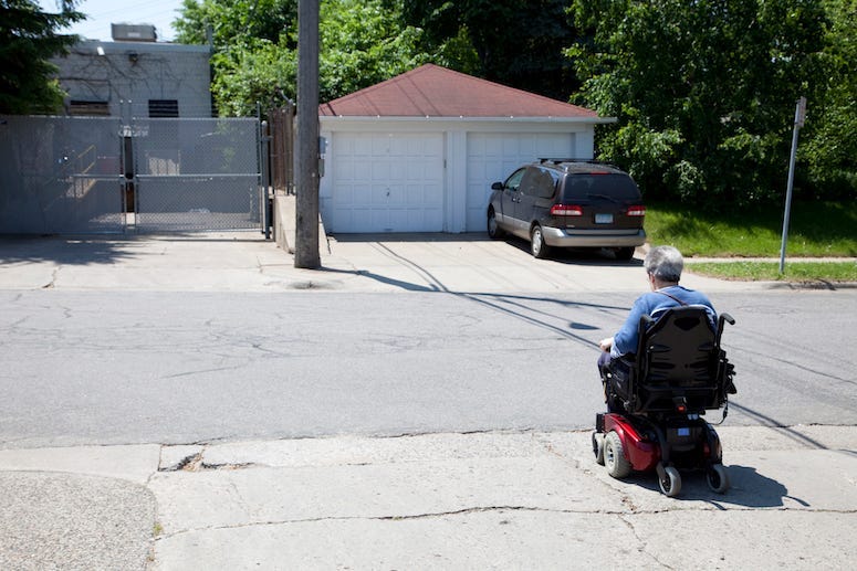 Elderly, Senior, Person, Wheelchair, Mobility Scooter, Neighborhood