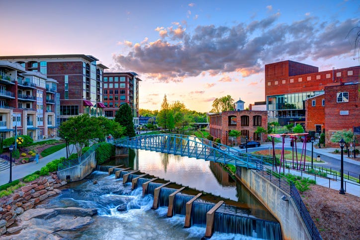 View of Downtown Greenville and the Reedy River