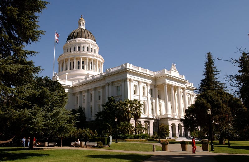 SACRAMENTO, CA - OCTOBER 9: The California state Capitol building is shown October 9, 2003 in downtown Sacramento, California.