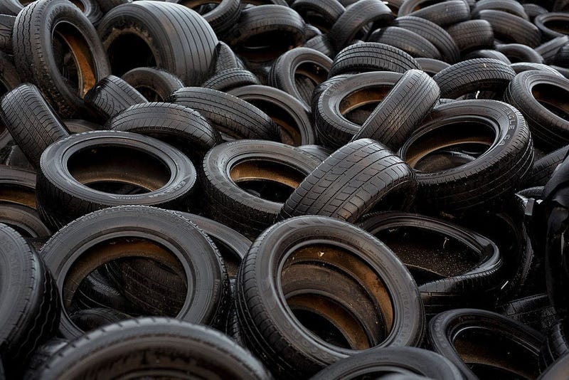 Used tyres lay on a dump in the countryside on September 24, 2014 in Sesena Nuevo, near Madrid, Spain. 