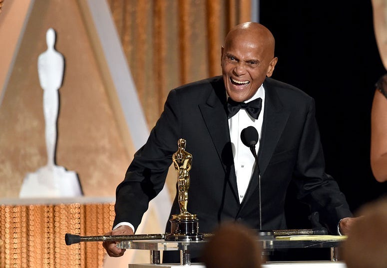 Honoree Harry Belafonte accepts the Jean Hersholt Humanitarian Award onstage during the Academy Of Motion Picture Arts And Sciences&apos; 2014 Governors Awards.