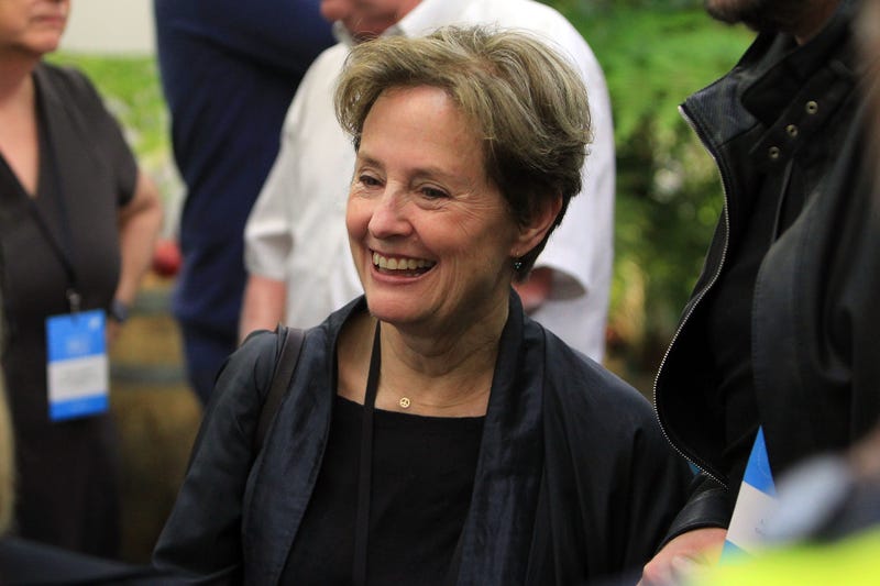 : Alice Waters smiles in the Virgin Australia Domestic Lounge at Hobart International Airport on November 13, 2014 in Hobart, Australia.