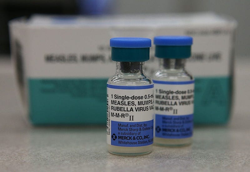 Vials of measles, mumps and rubella vaccine 