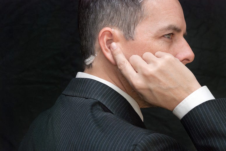 Secret Service, CIA, Agent, Earpiece, Side