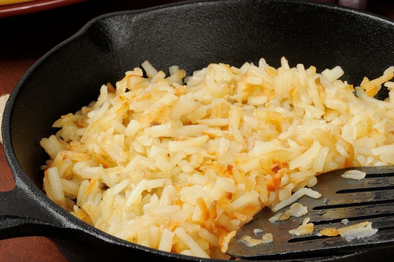 Hash Browns, Potatoes, Cooking, Skillet, Spatula
