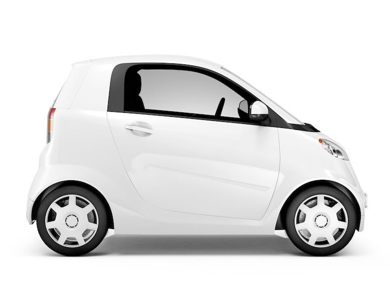 Smart Car, Mini Car, White, Side View, Portrait