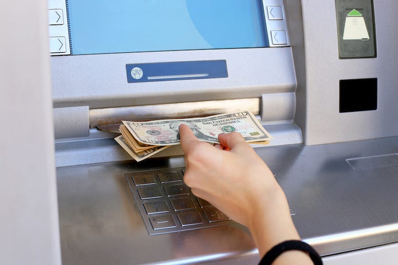 ATM, Cash, Money, Woman, Hand