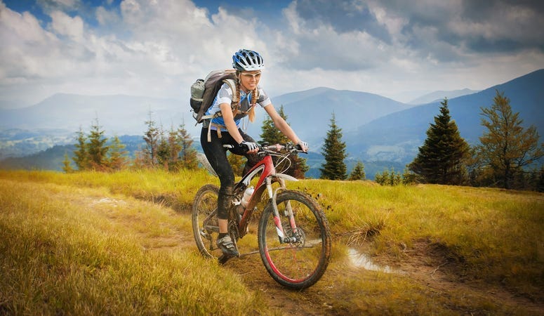 Mountain biking.