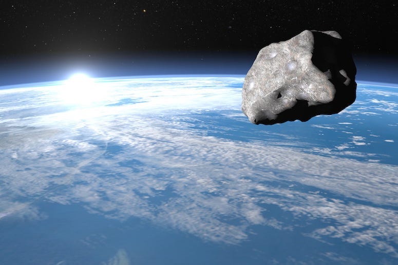 Asteroid, Earth, Meteor, 3D Render