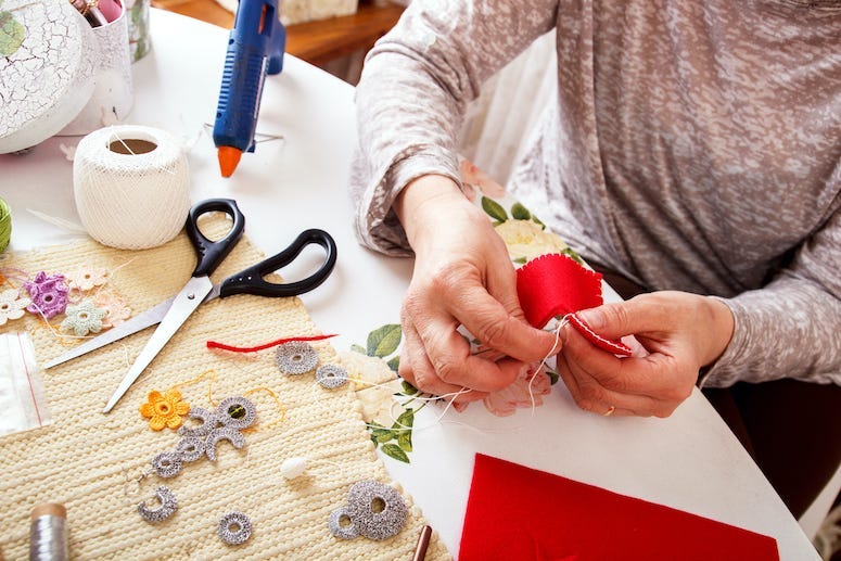 Woman, Sewing, Crafting, Jewelry