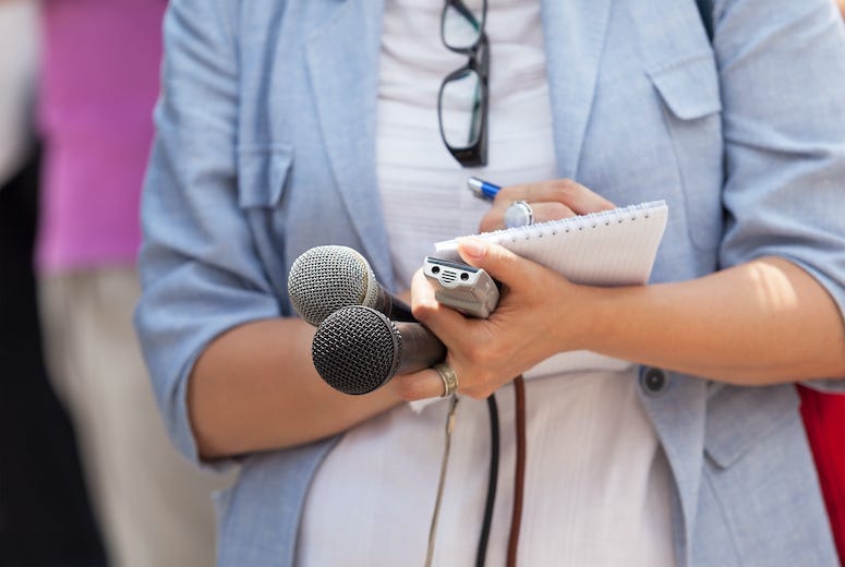 News Reporter, Journalist, Microphones, Notebooks