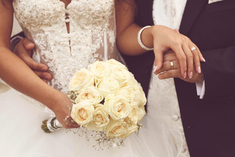 Bride, Groom, Hands, Reception, Bouquet