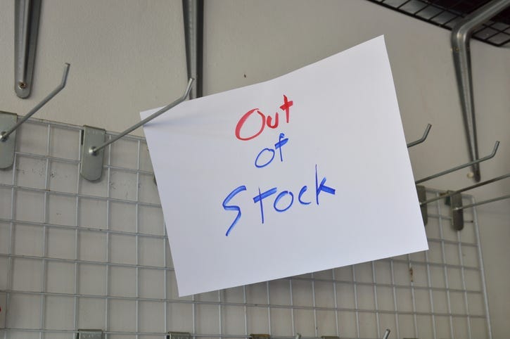 out of stock
