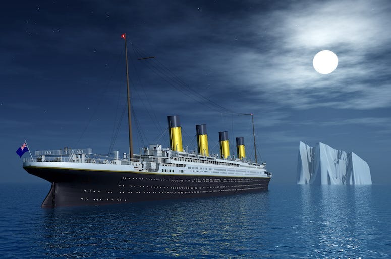 Titanic, Ship, Ocean, Iceberg, 3D Render
