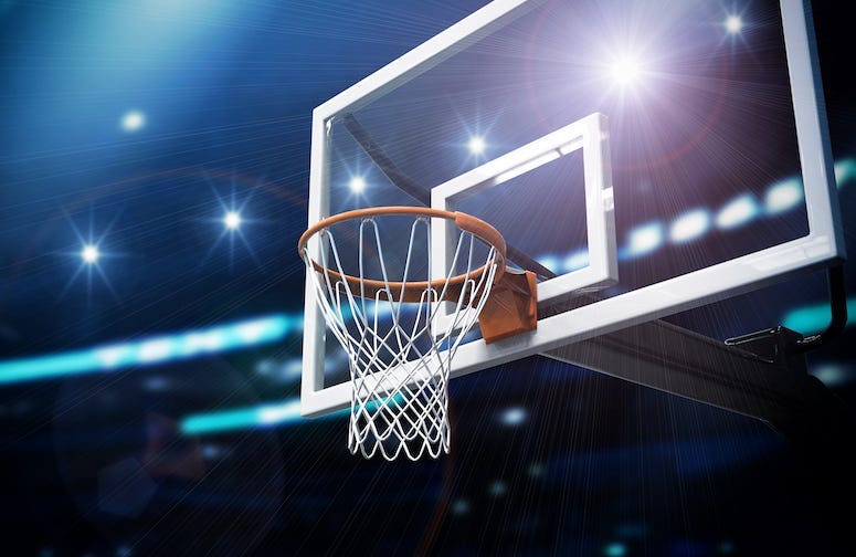 Basketball, Arena, Hoop, Cameras, Flashing