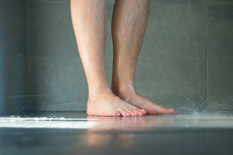 Man, Shower, Wet Legs