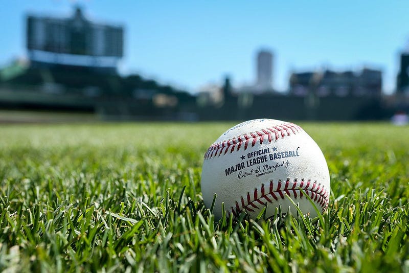 CHICAGO, ILLINOIS - APRIL 16: A baseball sits on the field before the game between the Colorado Rockies and Chicago Cubs at Wrigley Field on April 16, 2016 in Chicago, Illinois