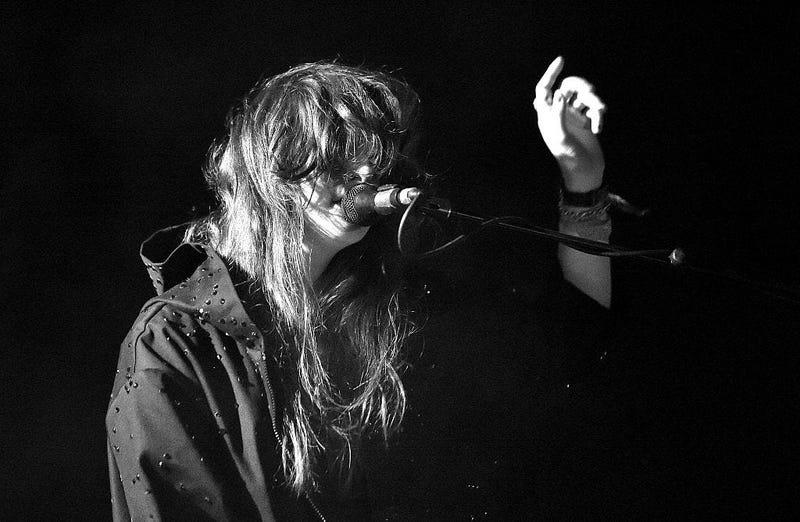 INDIO, CA - APRIL 24: (EDITORS NOTE: Image has been converted to black and white.) Musician Victoria Legrand of Beach House performs onstage during day 3 of the 2016 Coachella Valley Music & Arts Festival Weekend 2 at the Empire Polo Club on April 24, 201