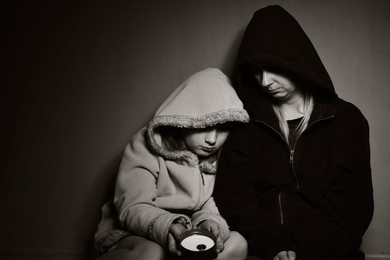 Homeless mother with her daughter