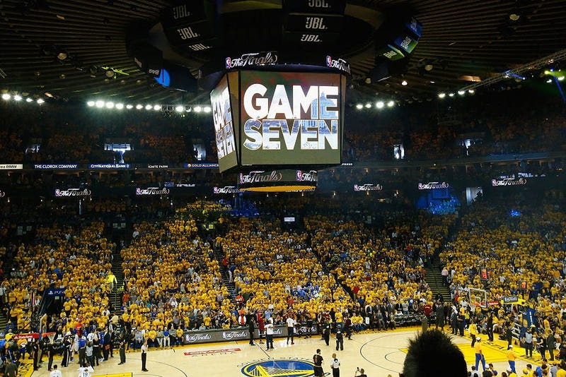 OAKLAND, CA - JUNE 19: A general view of Game 7 of the 2016 NBA Finals between the Golden State Warriors and the Cleveland Cavaliers at ORACLE Arena on June 19, 2016 in Oakland, California. NOTE TO USER: User expressly acknowledges and agrees that, by dow