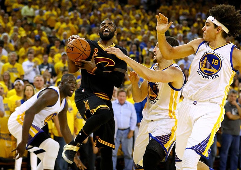 OAKLAND, CA - JUNE 19: Kyrie Irving #2 of the Cleveland Cavaliers drives to the hoop against the Golden State Warriors in Game 7 of the 2016 NBA Finals at ORACLE Arena on June 19, 2016 in Oakland, California. NOTE TO USER: User expressly acknowledges and