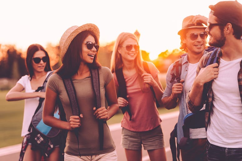 Attractive People, Group, Men, Women, Sunset, Dusk